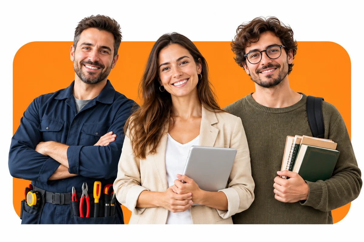 Imagen ilustrativa de personas que representan distintos oficios y profesiones